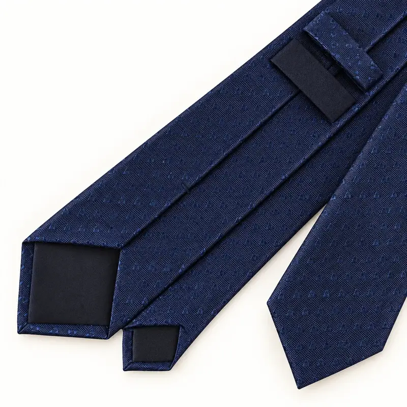 Navy silk tie front and reverse with blank private label positions.
