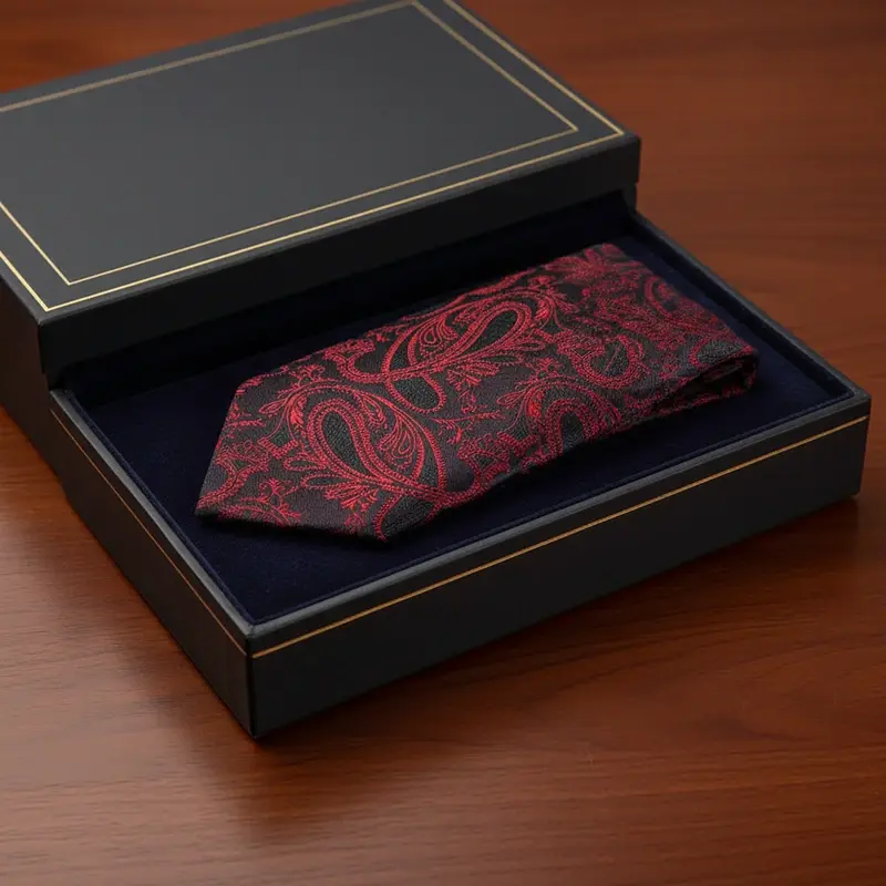 Necktie presentation with a gift box