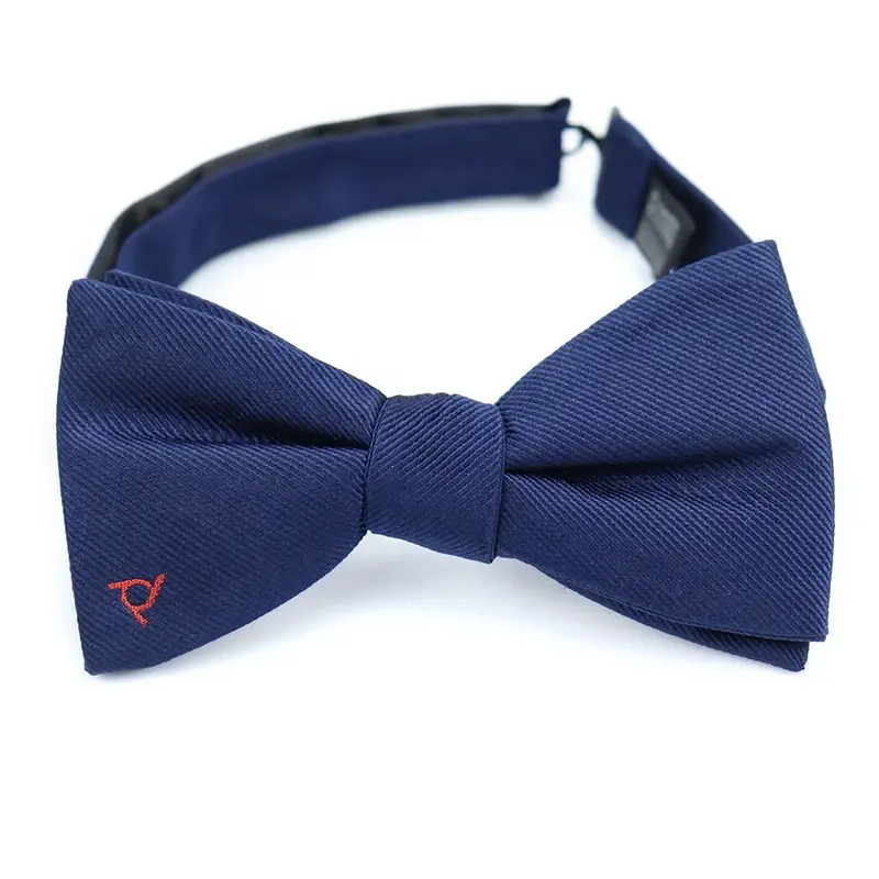 Navy bow tie with an adjustable neck strap