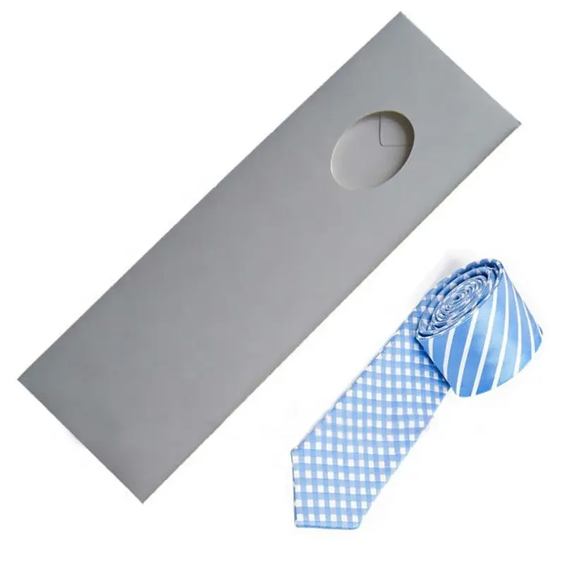 Blue patterned necktie displayed with a presentation box