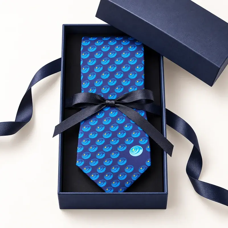 Necktie presentation with a gift box