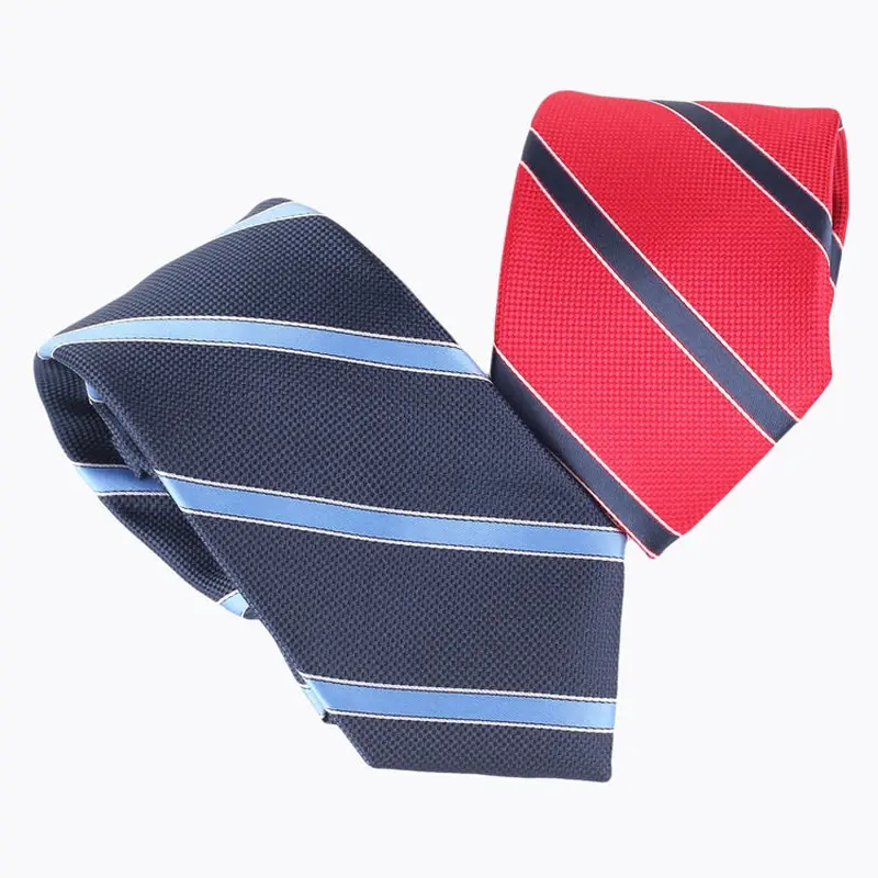 Navy and red striped neckties on white background