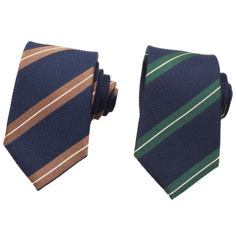Brown and green striped neckties