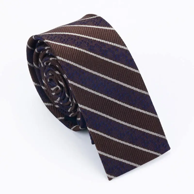 Brown necktie with diagonal stripes