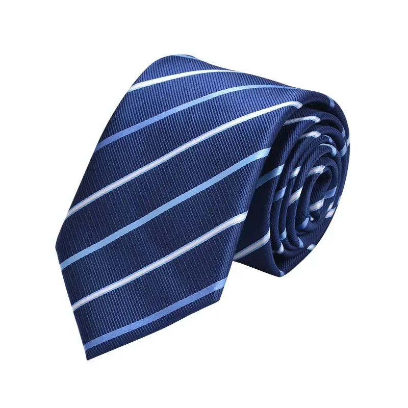 Navy necktie with fine diagonal stripes