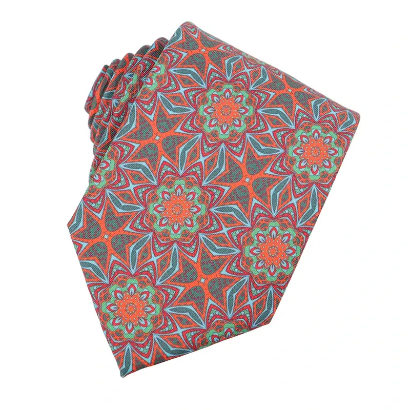 Necktie with a colorful repeating pattern