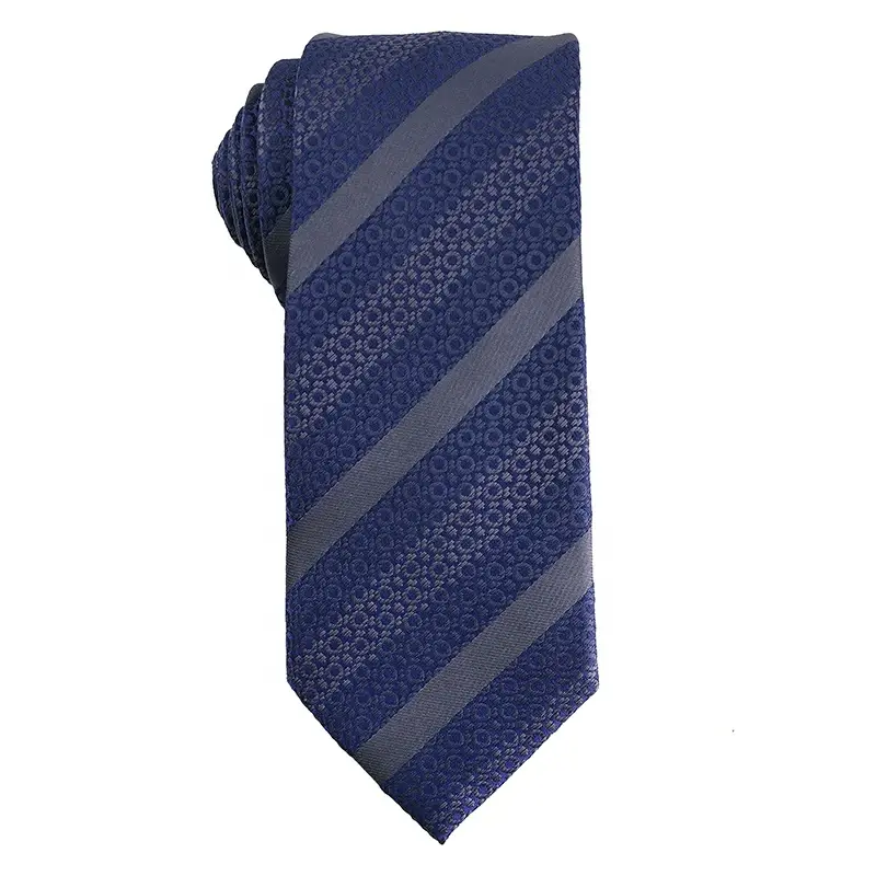 Navy necktie with broad tonal stripes