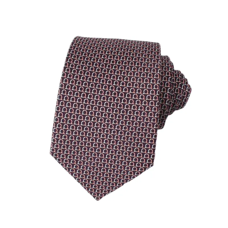 Burgundy necktie with a fine repeating pattern