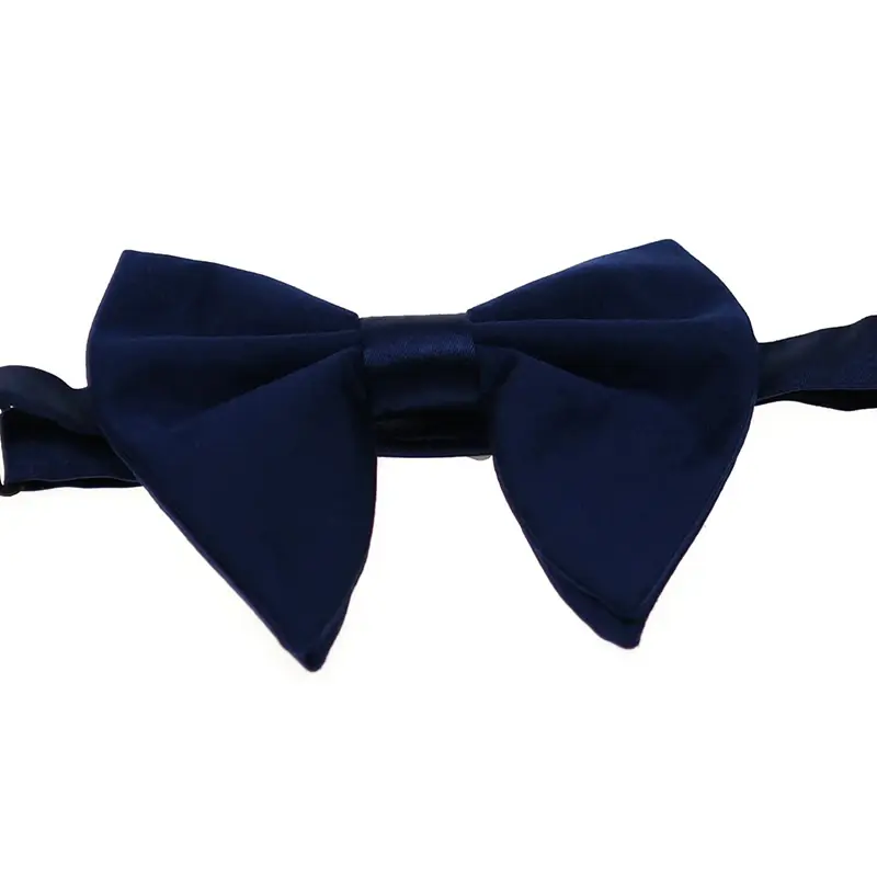 Navy pre-tied bow tie on white background